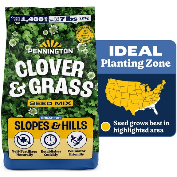 Pennington Smart Seed Clover & Grass Seed, Sun to Partial Shade, Drought Tolerant, Low-Maintenance Grass, 7 lb