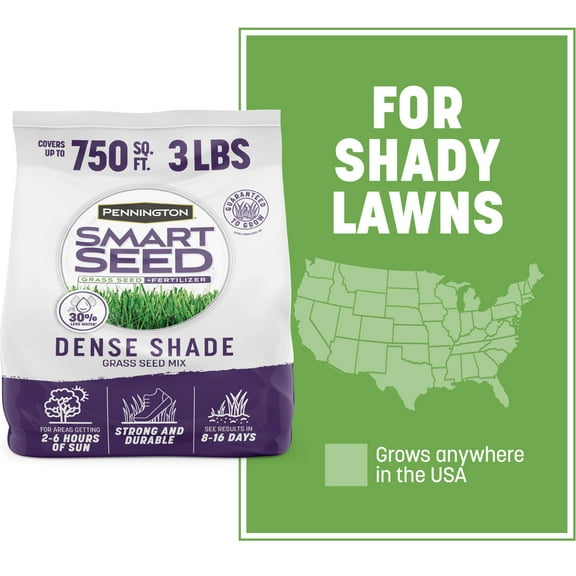 Pennington Smart Seed Dense Shade Grass Seed Mix, for Partial to Full Shade, 3.0 lb. New Bag