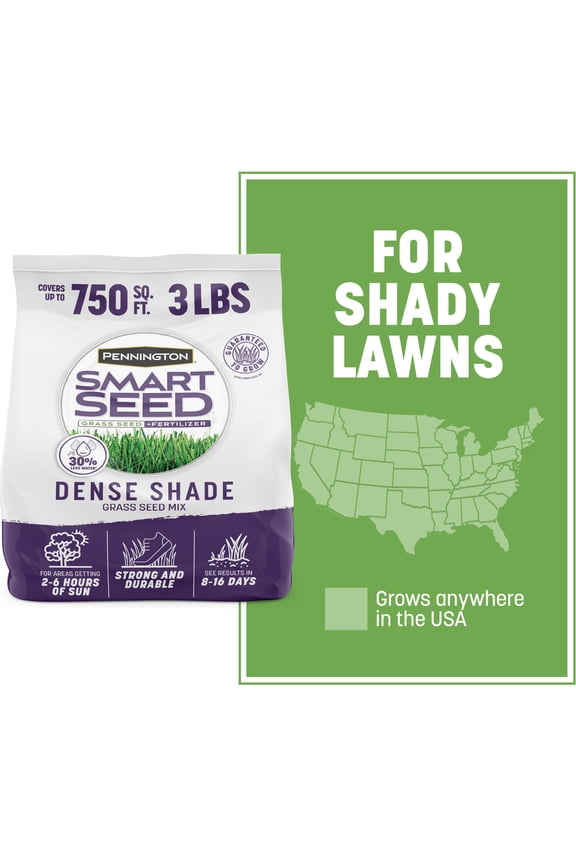 Smart Seed, Dense Shade Grass Mix, for Partial to Full Shade yard, Fescue Grass Seed for Lawn, 3.0 lb New Bag