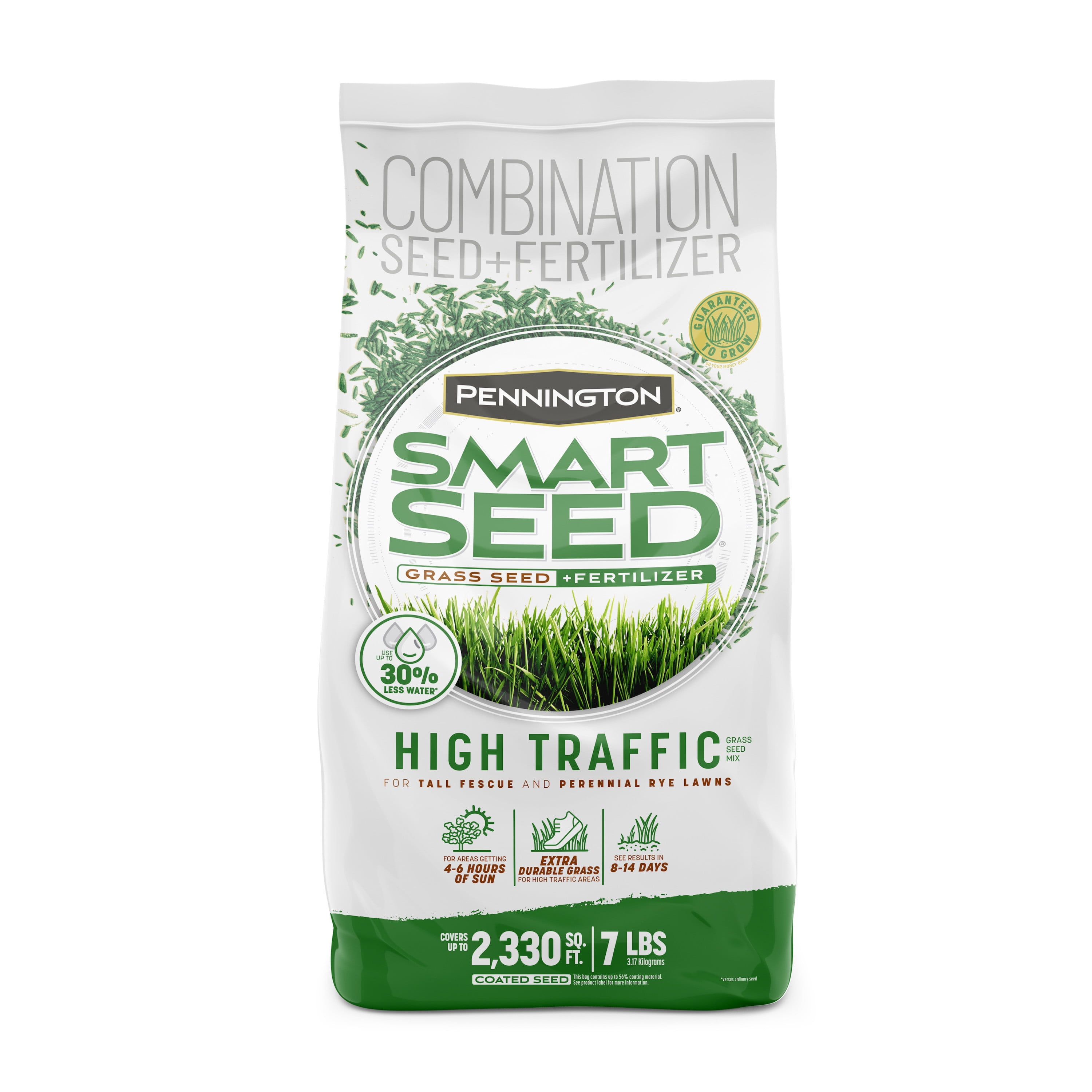 Pennington Smart Seed High Traffic Grass Seed and Fertilizer Mix, for