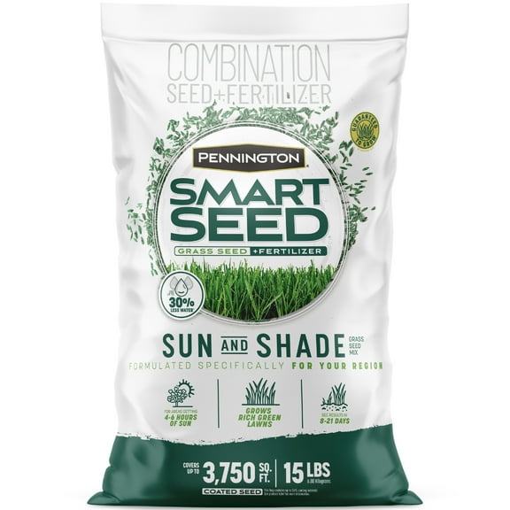 Pennington Smart Seed Sun & Partial Shade Grass Seed for Southern Lawns; 15 lb, 3,750 Sq. ft., New