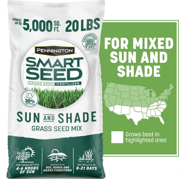 Pennington Smart Seed Sun & Partial Shade for Southern Lawns; 20 lb. Grass Seed Covers 5,000 Sq. ft.