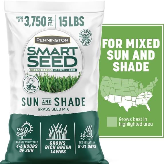 Pennington Smart Seed Sun and Shade Grass Northern Lawn Mix, for Sun to Partial Shade, 15 lb