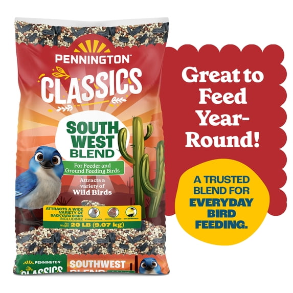 Pennington Southwest Blend Wild Bird Seed for Outside Feeders, 20 lb., 1 Pack, Dry Bird Food