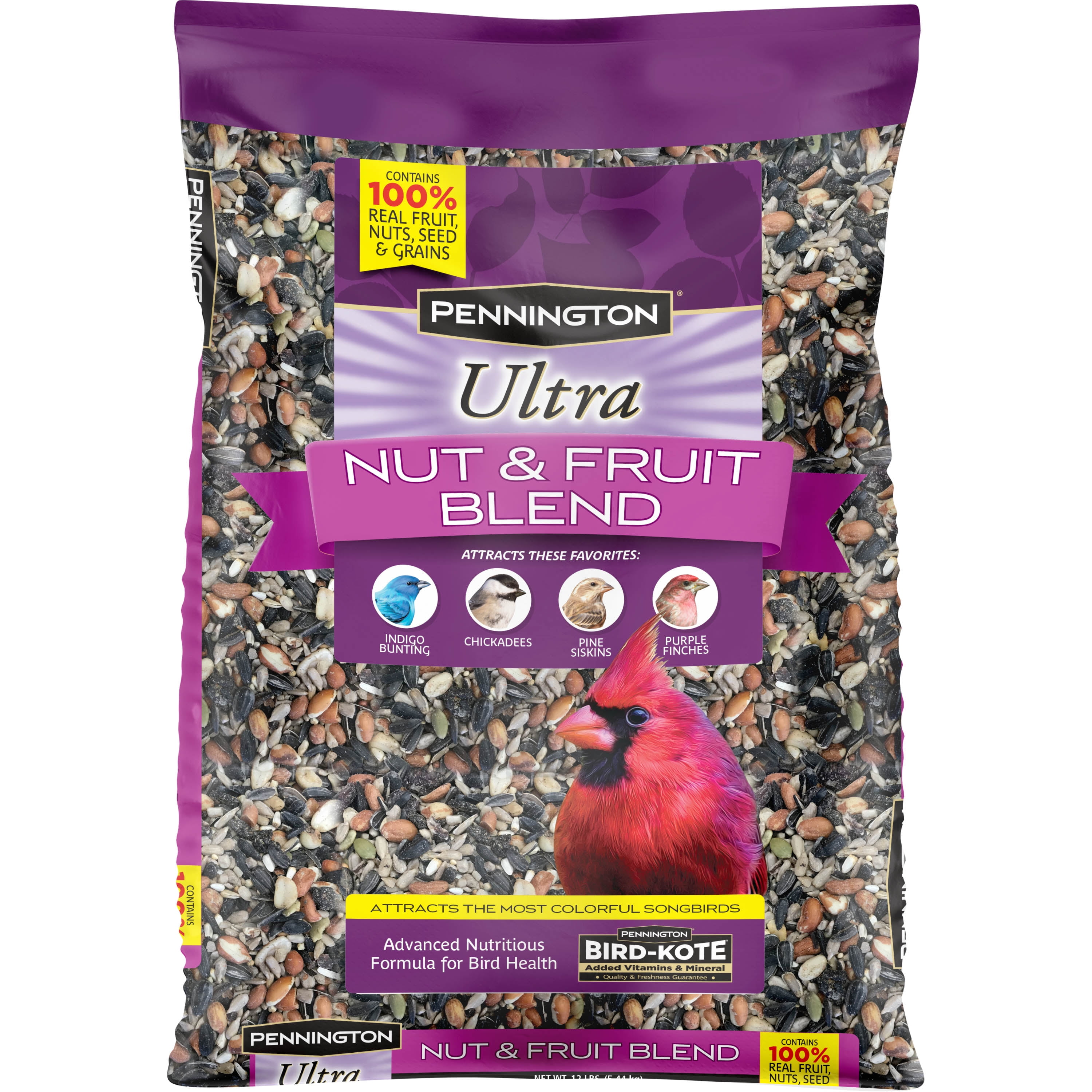 Pennington Ultra Fruit & Nut Blend, Wild Bird Food, 12 lb.. 1 Pack, Dry