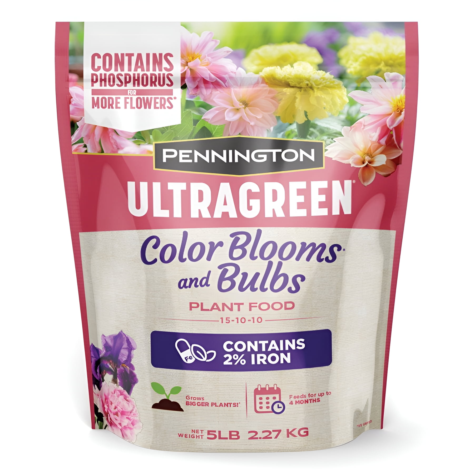 Pennington Ultra Green Color Blooms Plant Food, 15-10-10 Fertilizer, 5 lb.