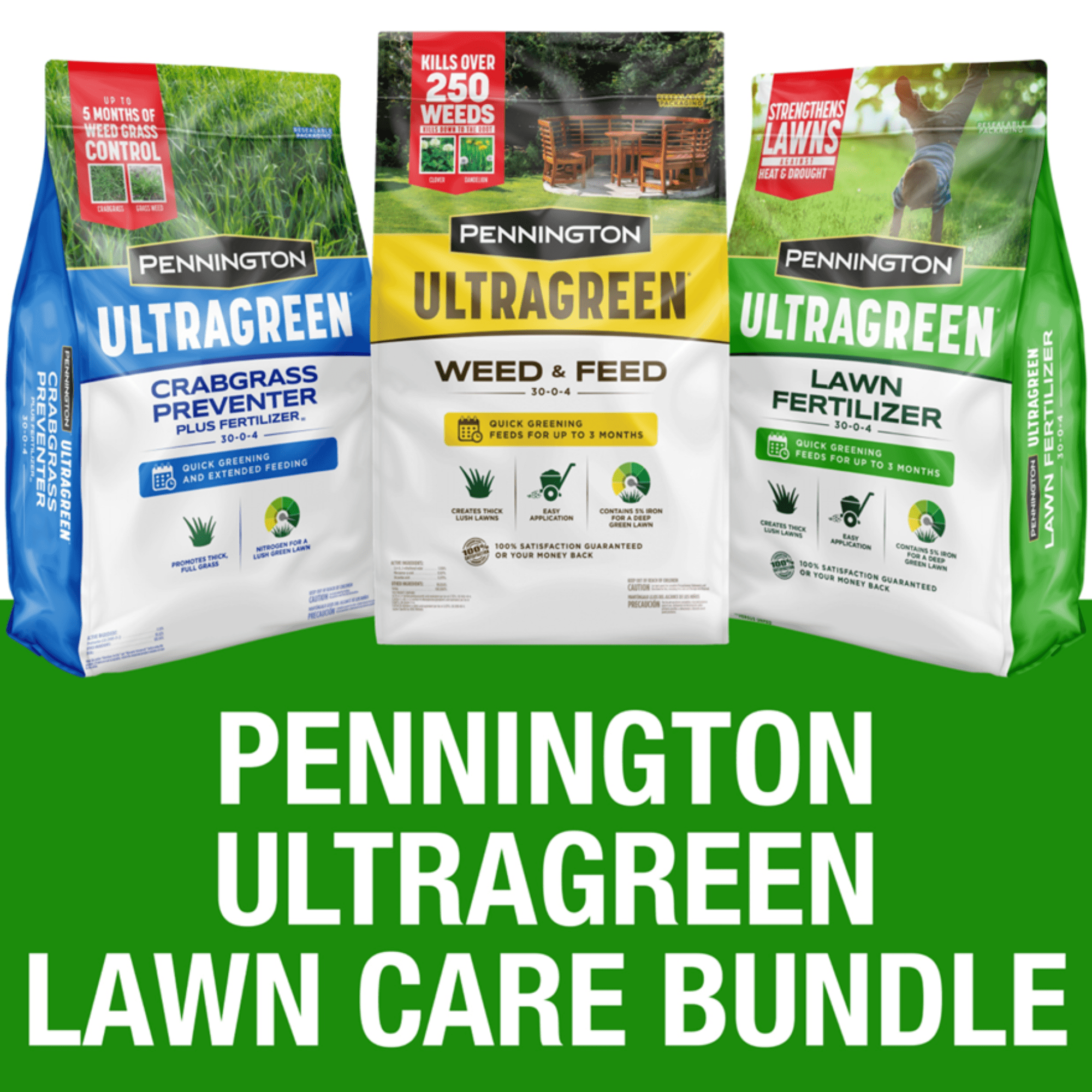 Pennington Ultragreen Year Round Lawn Fertilizer Bundle Grass Food And Weed Preventer Covers 5