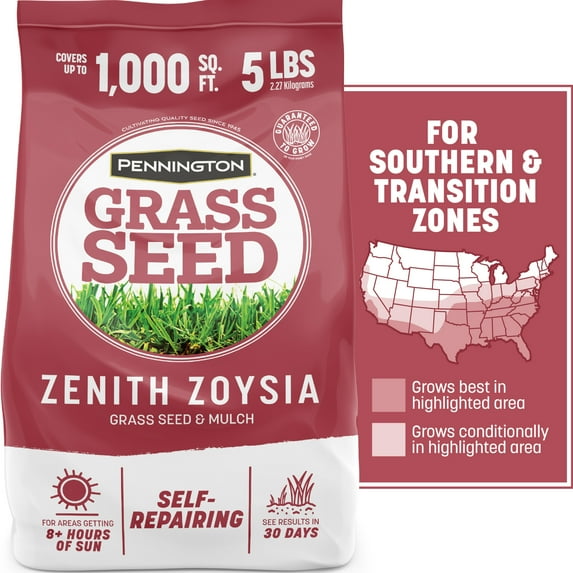 Pennington Zoysia Grass Seed with Mulch, for Sun to Partial Shade, 5 lb.