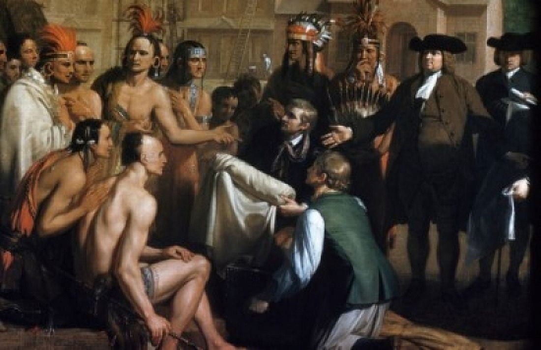 Penns Treaty with the Indians by Benjamin West detail (1738-1820) Canvas Art - Benjamin West (24 x 36)