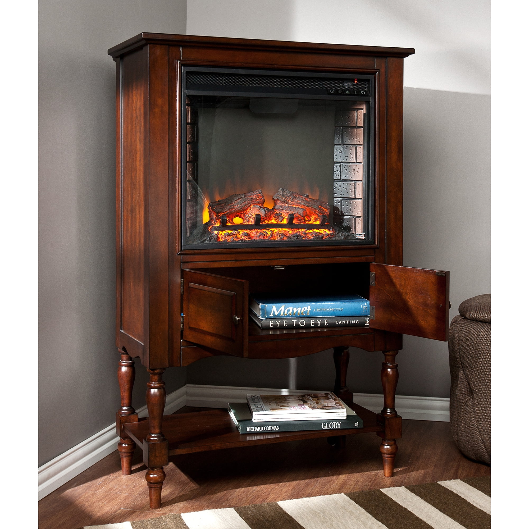 Pennsman Electric Fireplace Tower, Mahogany - Walmart.com