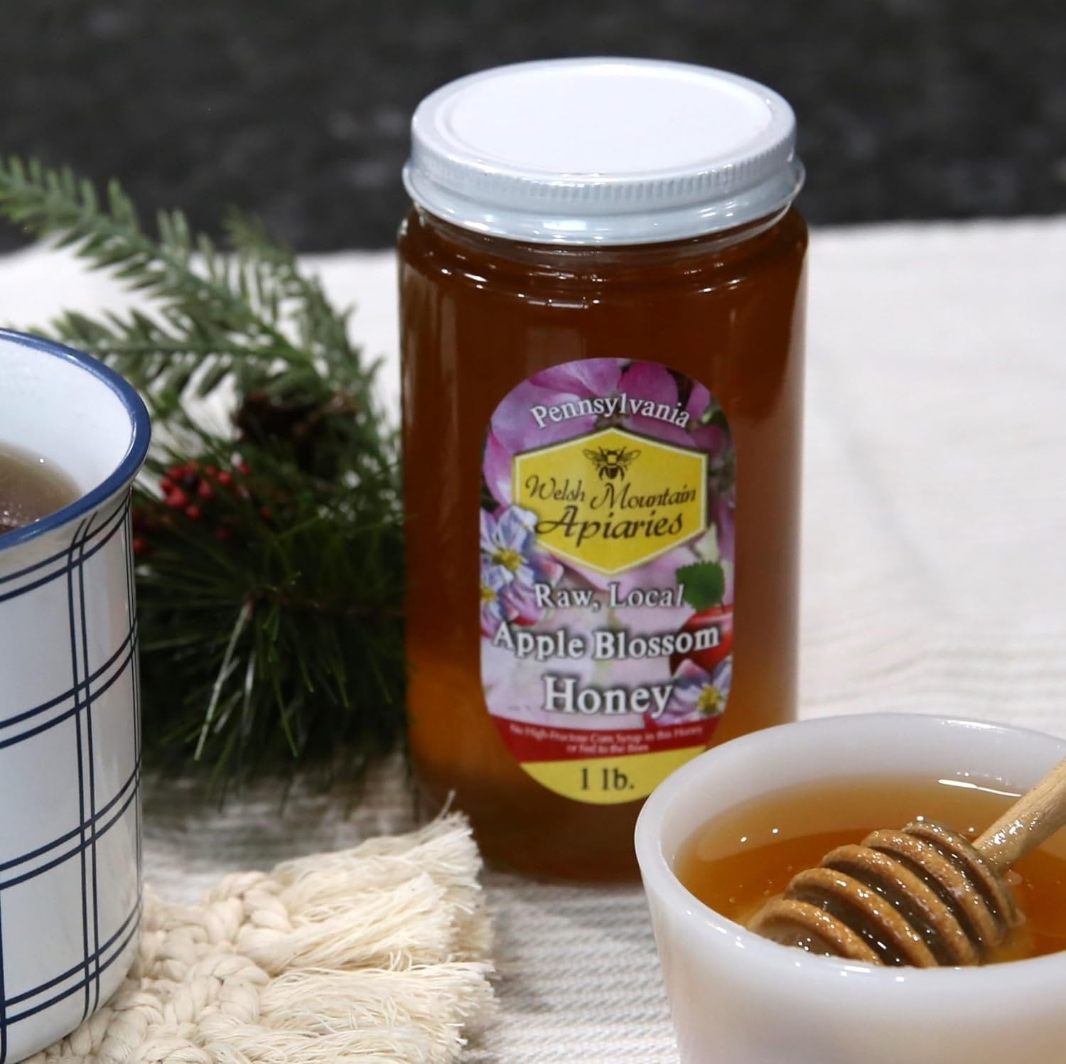 Pennsylvania Apple Blossom Honey by Welsh Mountain Apiaries, Raw and Unfiltered, 16 Ounce Jar Pack of 3