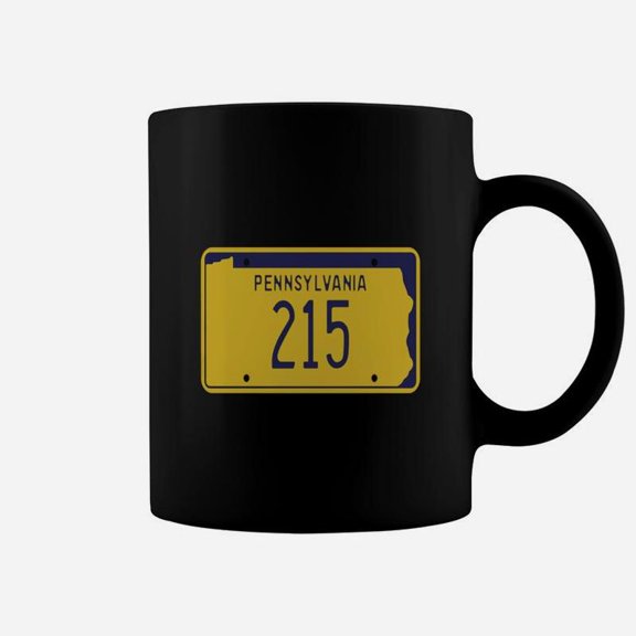 Pennsylvania Area Code 215 Retro License Plate Coffee Mug