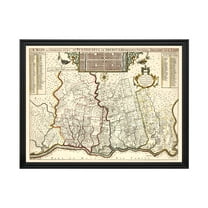 Pennsylvania Art, 1687 Vintage Map of Pennsylvania History Wall Decor Gift, Old Pennsylvania Map - 24" x 18" Black Framed Print
