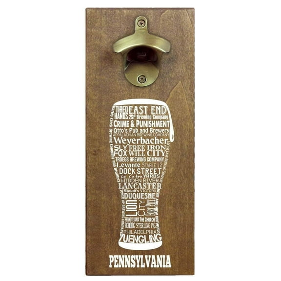 Torched Pennsylvania Craft Beer Bottle Opener Magnetic Cap Catching 12" x 5" x 2.5"