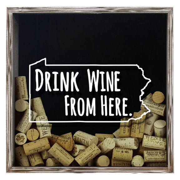 Torched Pennsylvania Drink Wine Cap Shadow Box Wall Mount Decor 13"x13"x3"