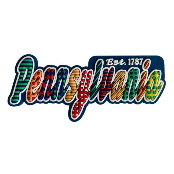 Pennsylvania Festive Multicolor Letters Fridge Designer Magnet 3.25" x 1.25"