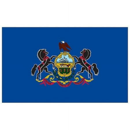 Valley Forge, Pennsylvania State Flag, Nylon, 3' x 5', 100% Made in USA, Canvas Header, Heavy-Duty Brass Grommets