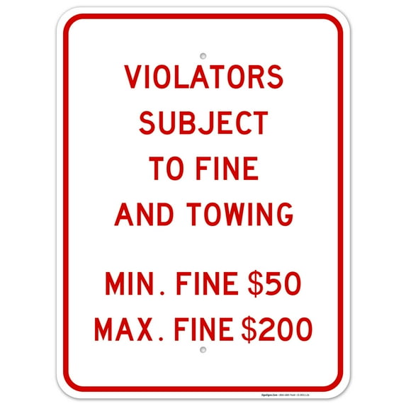 Pennsylvania Handicap Parking Sign, Subject To Fine And Towing, 18x24 Aluminum