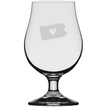 Pennsylvania Heart States Etched 13.25oz Iona Beer Glass