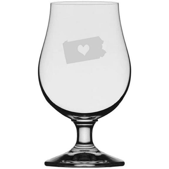 Pennsylvania Heart States Etched 13.25oz Iona Beer Glass