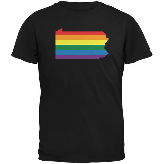 Pennsylvania LGBT Gay Pride Rainbow Black Adult T-Shirt - Medium