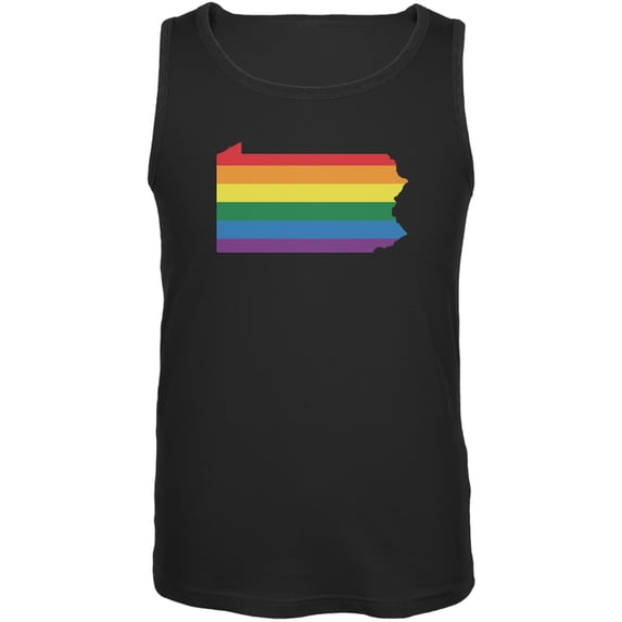 Pennsylvania LGBT Gay Pride Rainbow Black Adult Tank Top - Medium