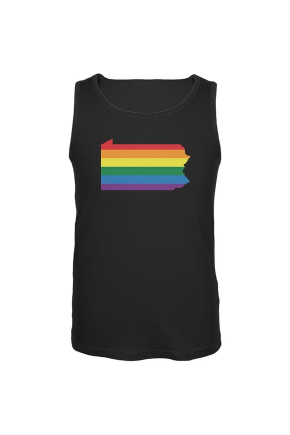 Pennsylvania LGBT Gay Pride Rainbow Black Adult Tank Top - Medium