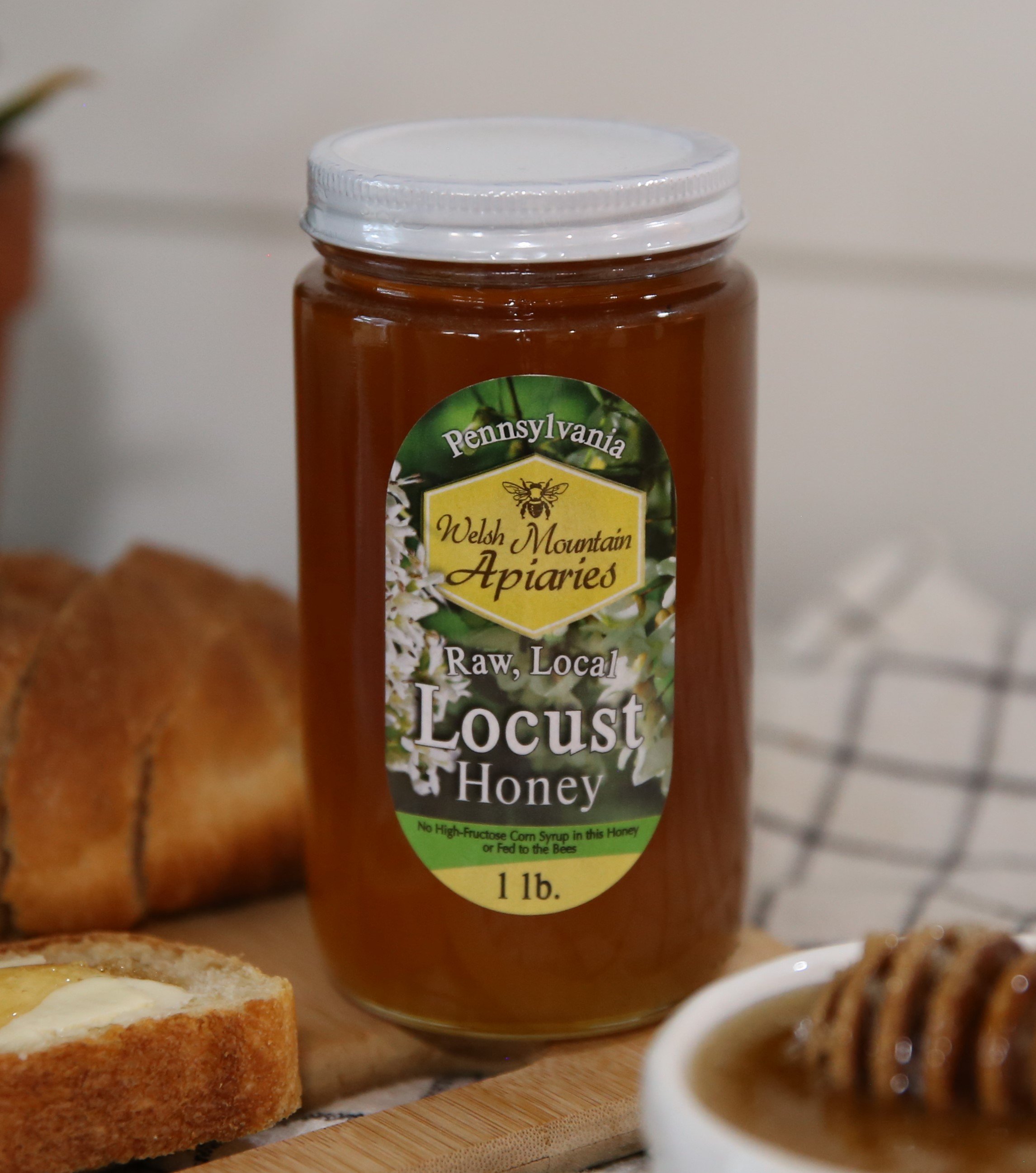 Pennsylvania Locust Honey by Welsh Mountain Apiaries, Raw and Unfiltered, Wild Forage Honey, 16 Ounce Jar Pack of 3