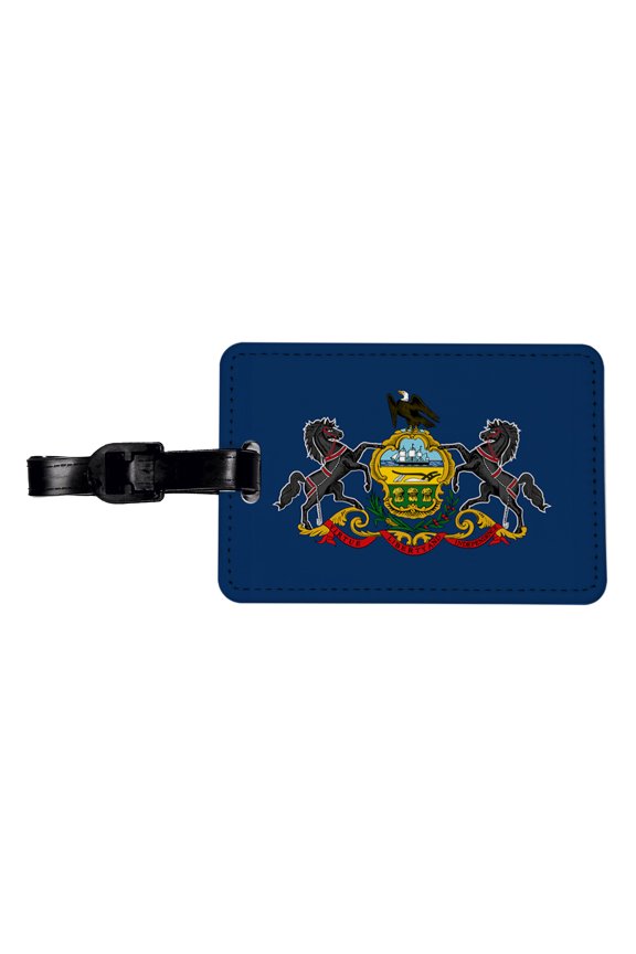 Pennsylvania PA State Flag Faux Leather Travel Luggage Tag