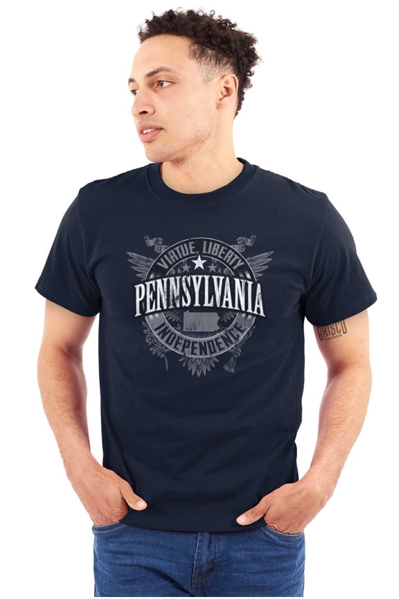 Pennsylvania Patriotic State Shape PA Plus Size Crewneck Graphic Tee Shirt Brisco Brands 5X