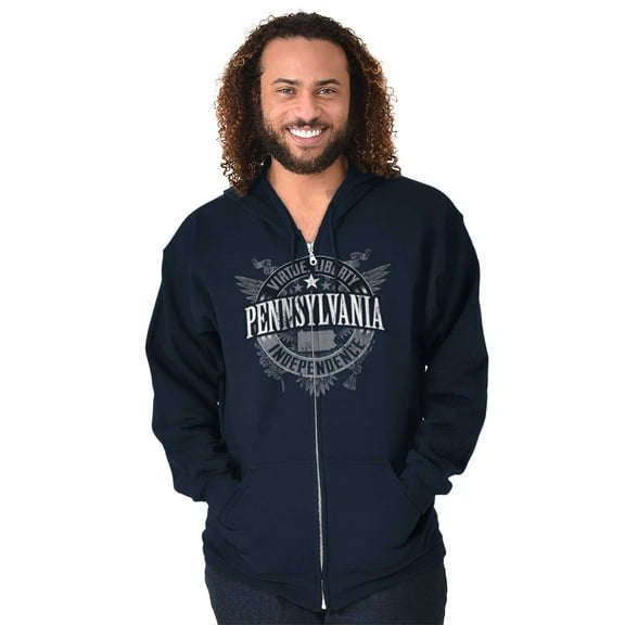 Pennsylvania Patriotic State Shape PA Unisex Fleece Graphic Zip Up Hoodie Brisco Brands 4X
