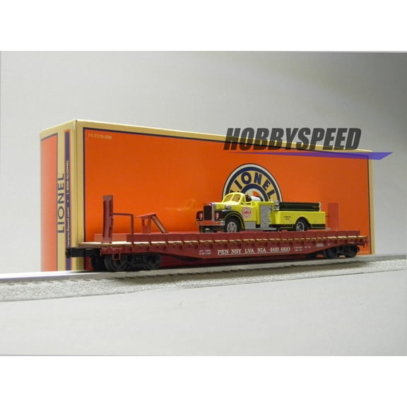 Pennsylvania Railroad PRR 50' Flat CAR #469990 w/ Firetruck O Gauge
