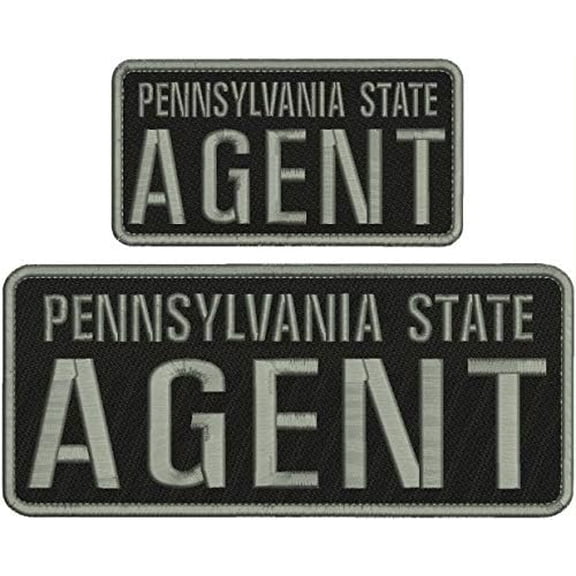 Pennsylvania State Agent EMB Patch 4X10 & 3X6 Hook ON Back BLK/Gray - Embroidery Patch for Jacket Hat Backpack$$Art & Craft