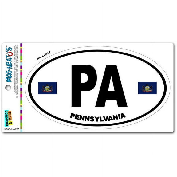 Pennsylvania State Flag PA Euro Oval Automotive Car Refrigerator Locker Vinyl Magnet