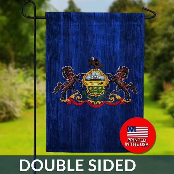 Pennsylvania State Flag Rustic Wood Texture Double Sided 1