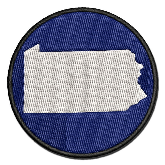 Pennsylvania State Silhouette Applique Multi-Color Embroidered Iron-On Patch - 3 Inch Medium