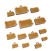 Pennsylvania State Silhouette Wood Mini Charms Shapes DIY Craft Jewelry - With Hole - Various Sizes (16pcs)