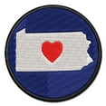 thumbnail image 1 of Pennsylvania State with Heart Applique Multi-Color Embroidered Hook & Loop Patch - 2.5 Inch Small, 1 of 5