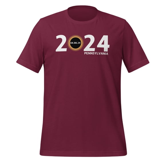 Pennsylvania Totality Eclipse Shirt Pennsylvania Total Solar Eclipse 2024 T-Shirt Pennsylvania Totality Eclipse Shirt 2024 Solar T-Shirt Totality 2024 Shirt (Maroon, M)