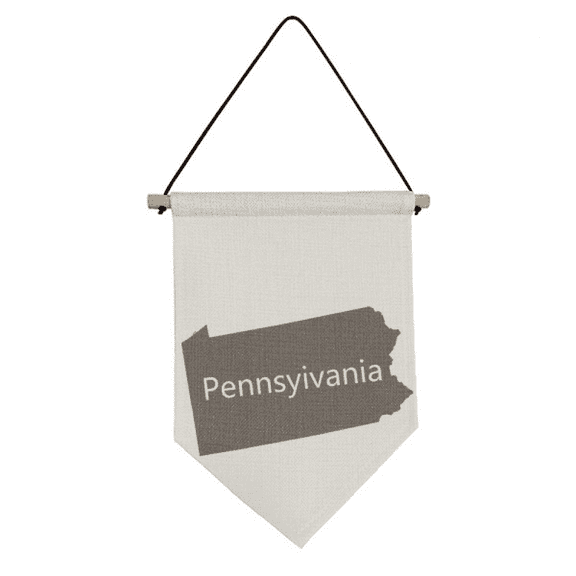 Pennsylvania USA Map Outline Canvas Flag Hanging Wall Art Decor Banner