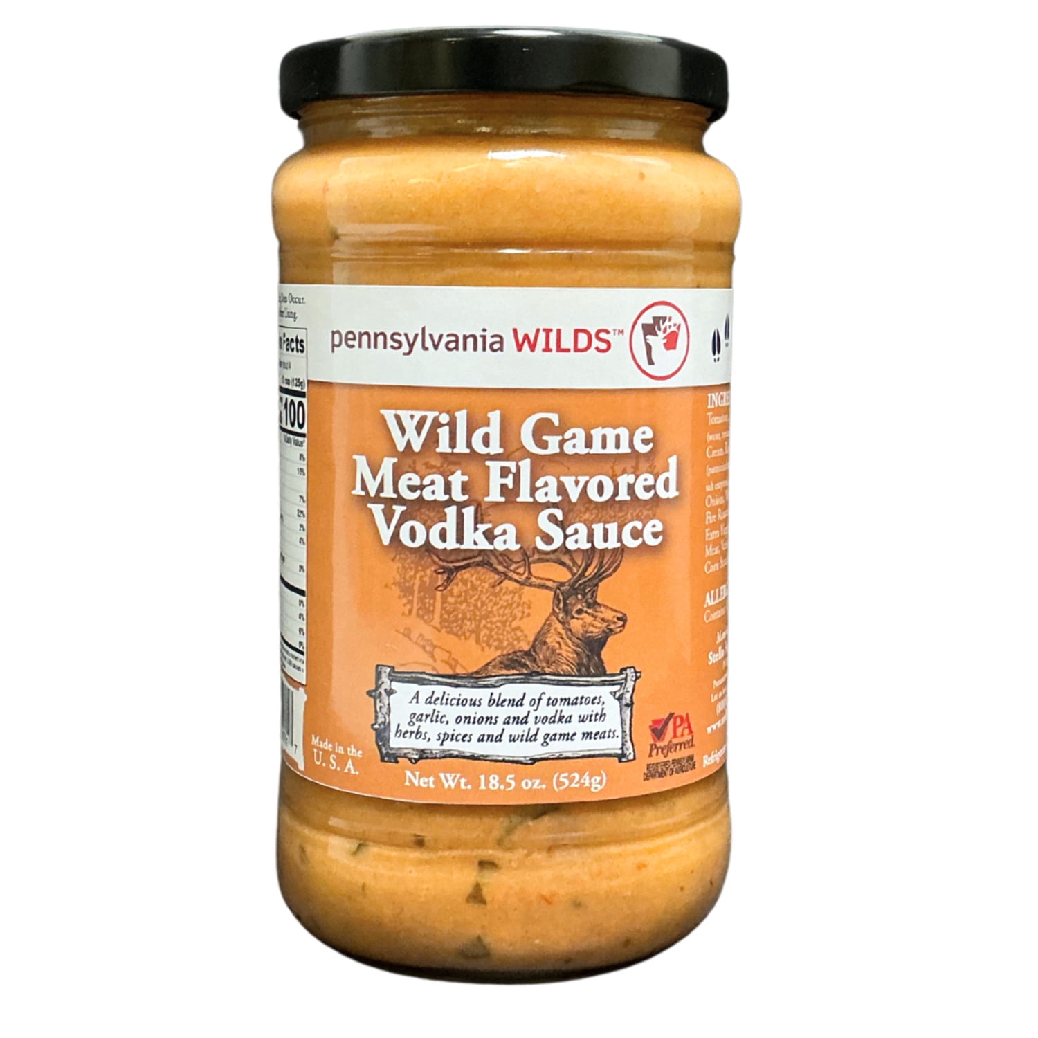 Pennsylvania Wilds - Wild Game Meat Flavored Vodka Sauce 18.5 oz, Gluten Free, No Corn Syrup, No Added Sugars, PA Preferred