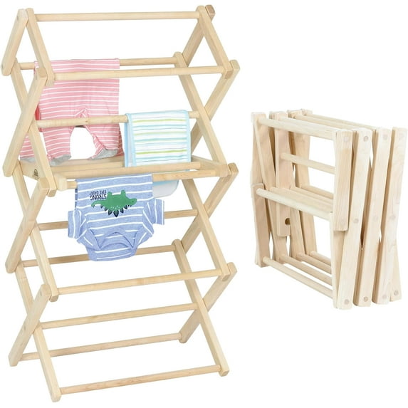 Pennsylvania Woodworks Clothes Drying Rack: Solid Maple Hard Wood Laundry Rack for Baby Clothes, Hand Towels, Delicates & More, Durable Small Folding Drying Rack, Made in USA, No Assembly Needed