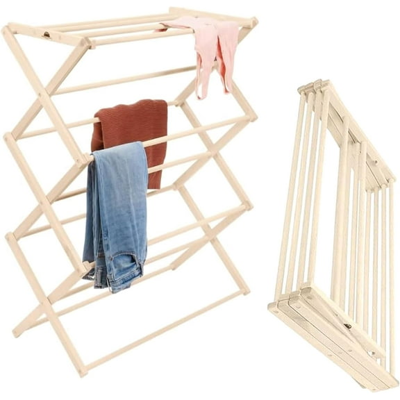 Pennsylvania Woodworks Premium American Maple Clothes Drying Rack - Handcrafted in Pennsylvania - Solid Wood Construction, Collapsible, Eco-Friendly Laundry Solution (Large)