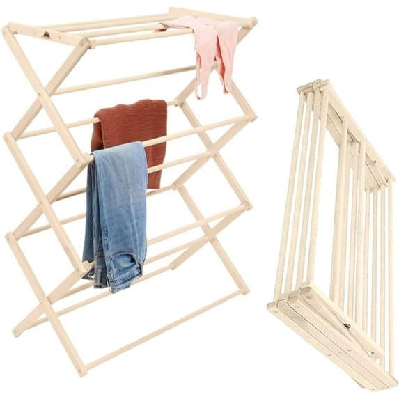 Pennsylvania Woodworks Premium American Maple Clothes Drying Rack - Handcrafted in Pennsylvania - Solid Wood Construction, Collapsible, Eco-Friendly Laundry Solution (Large)