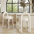 thumbnail image 1 of Penny 26.5" Round Arched Upholstered Beige Chenille Counter Stool - Set of 2, 1 of 12