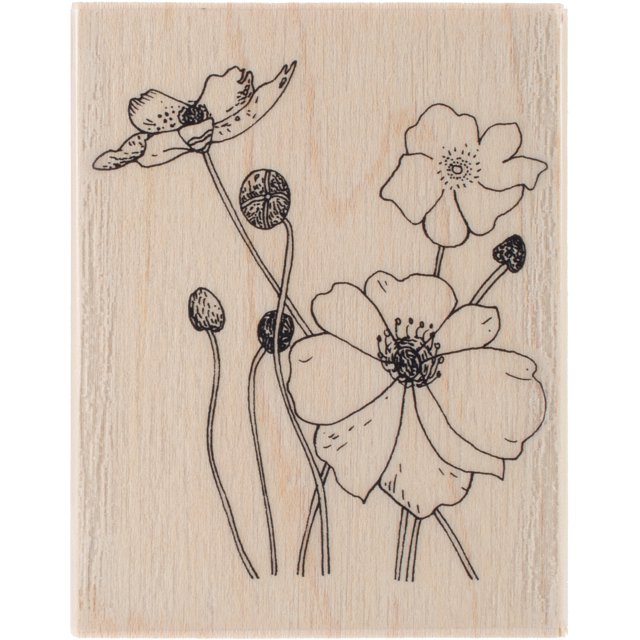 Penny Black Mounted Rubber Stamp 2.75"X2.75"Poppies, Pk 1, Penny Black