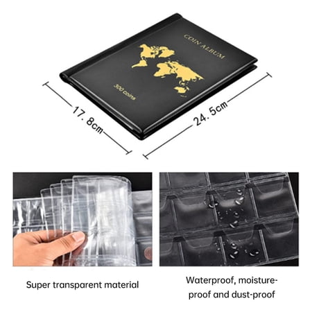 Penny Book,25mm/0.98 Inch Coin Album Display 25mm/0.98 Coin Book 300 Pvc Album Display 2 Pocket Sizes 300 Pvc Album With 2 Pocket Display 25mm/0.98 Inch Book 300 Pvc Coin Souvenir With