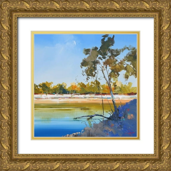 Penny, Craig Trewin 12x12 Gold Ornate Wood Framed with Double Matting Museum Art Print Titled - River Bank