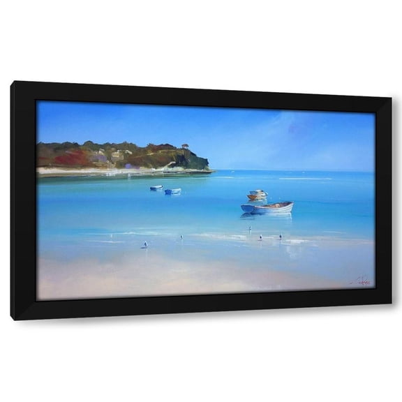 Craig Trewin Penny 18x12 Black Modern Wood Framed Wall Art Titled - Low Tide Sorrento