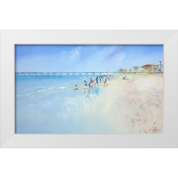 Penny, Craig Trewin 32x21 White Modern Wood Framed Museum Art Print Titled - Low Tide at Henley